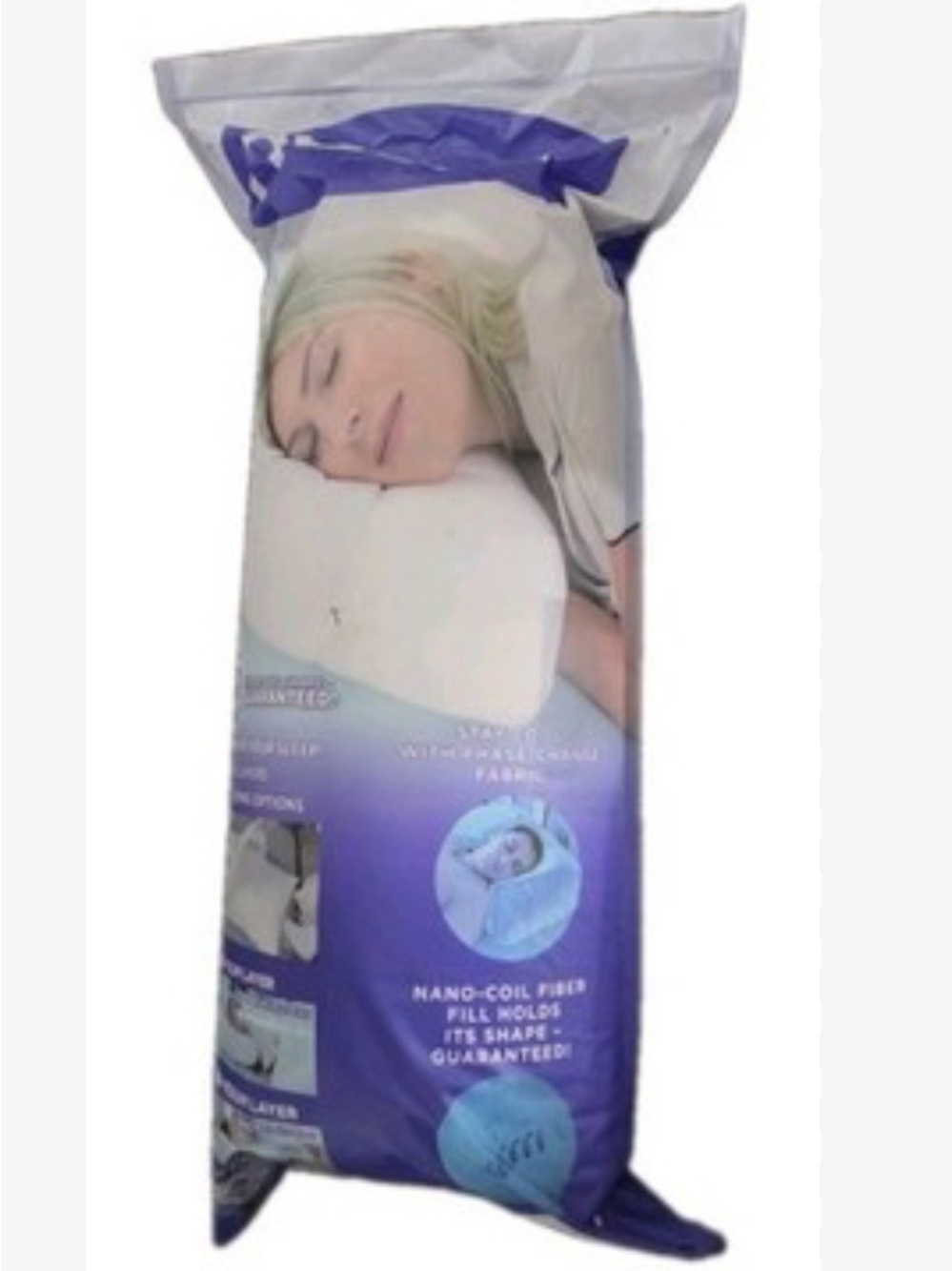 Nuzzle Cooling White Adjustable Nano-Coil Fiber Pillow - Phase-Change Cover